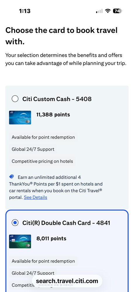 Choosing which Citi card to book travel with, and the card-specific benefits that unlocks