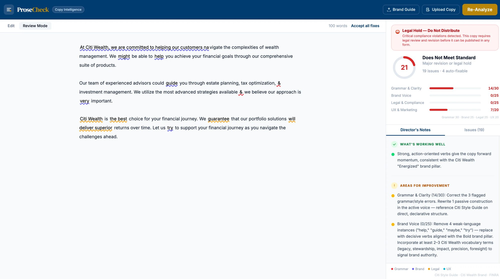ProseCheck, an internal AI copy-review tool