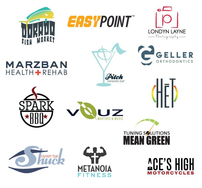 A grid of favorite freelance logo marks across 12 small businesses