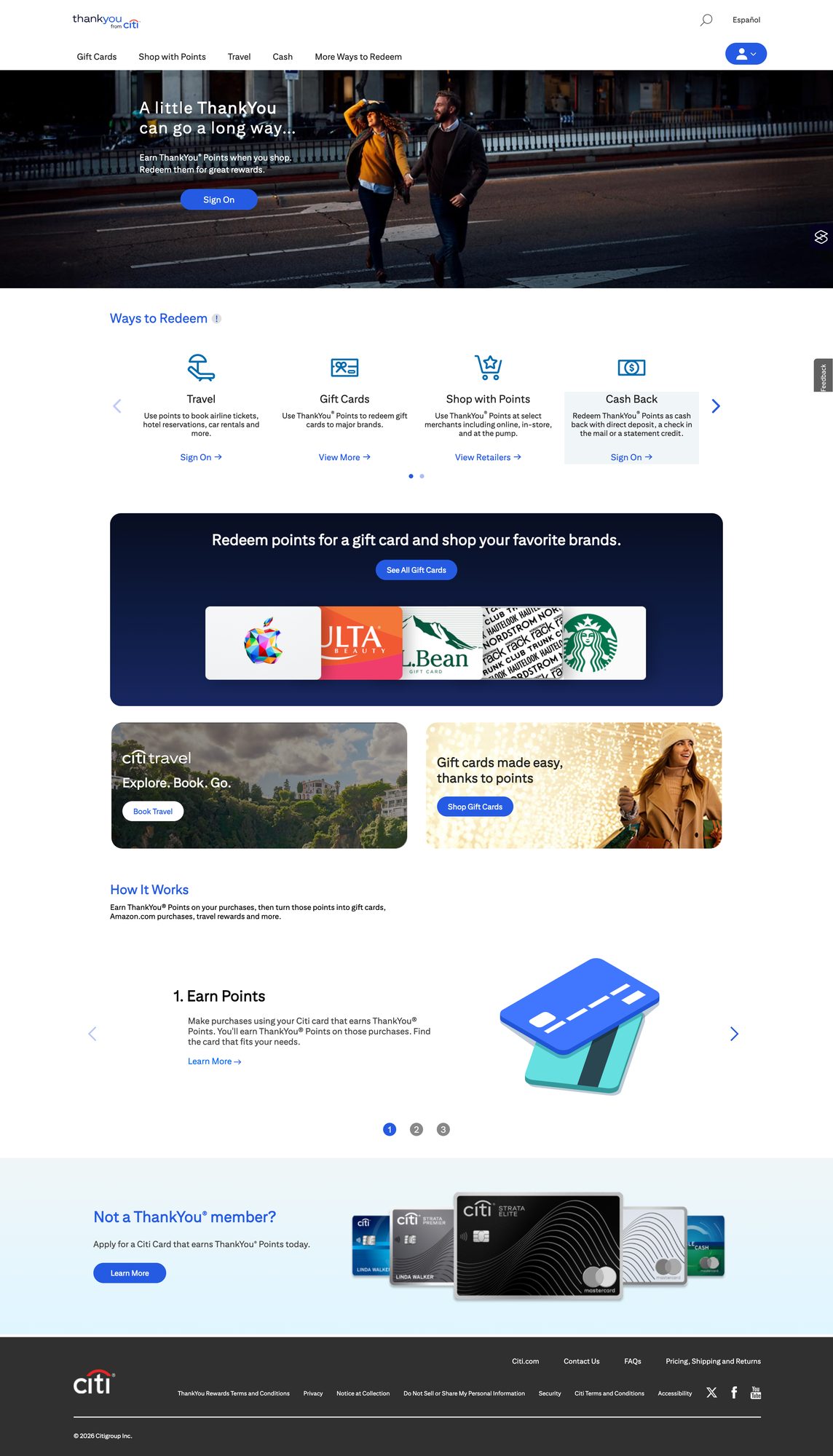 ThankYou Rewards homepage, full page