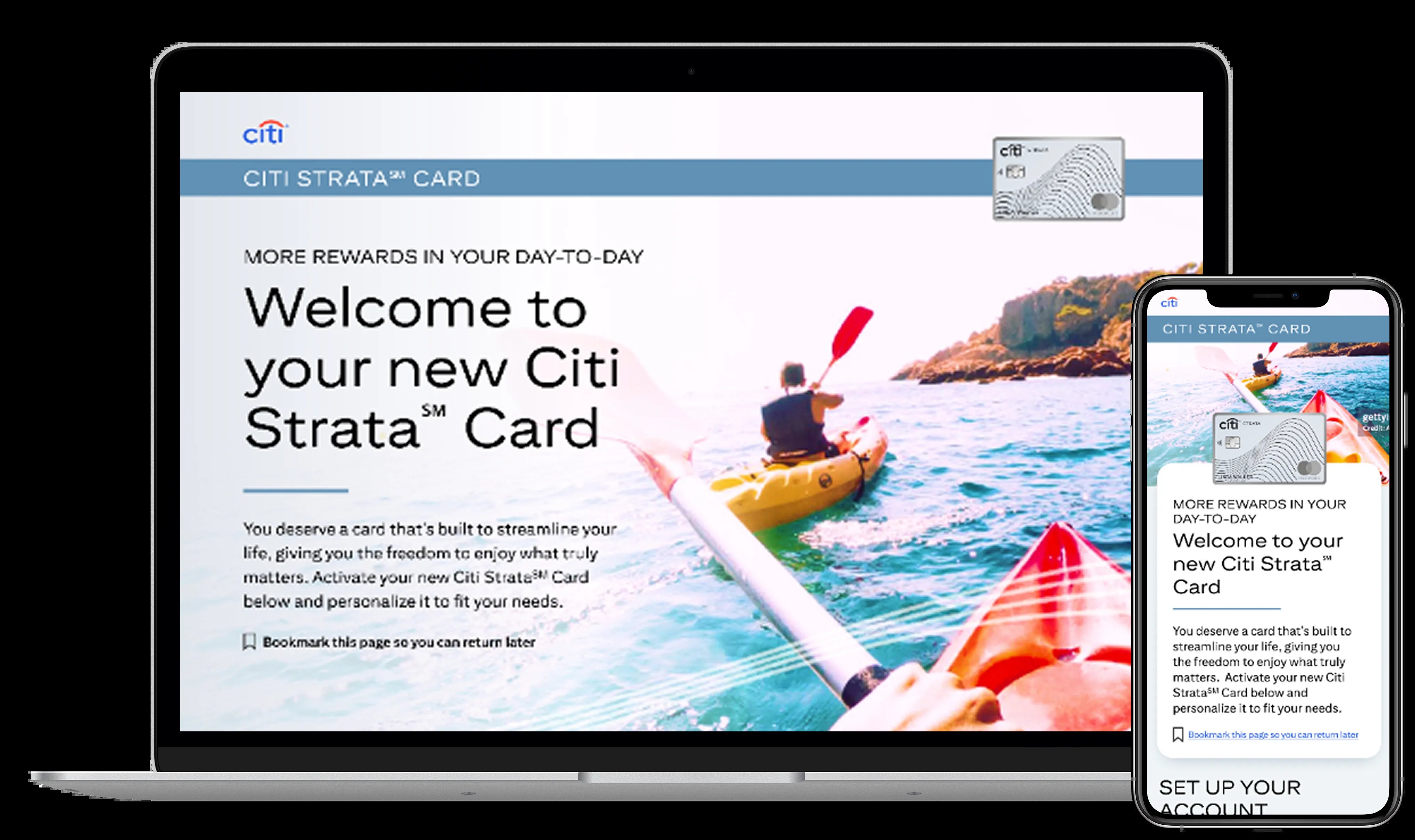 Citi Digital Welcome Kit shown on laptop and phone