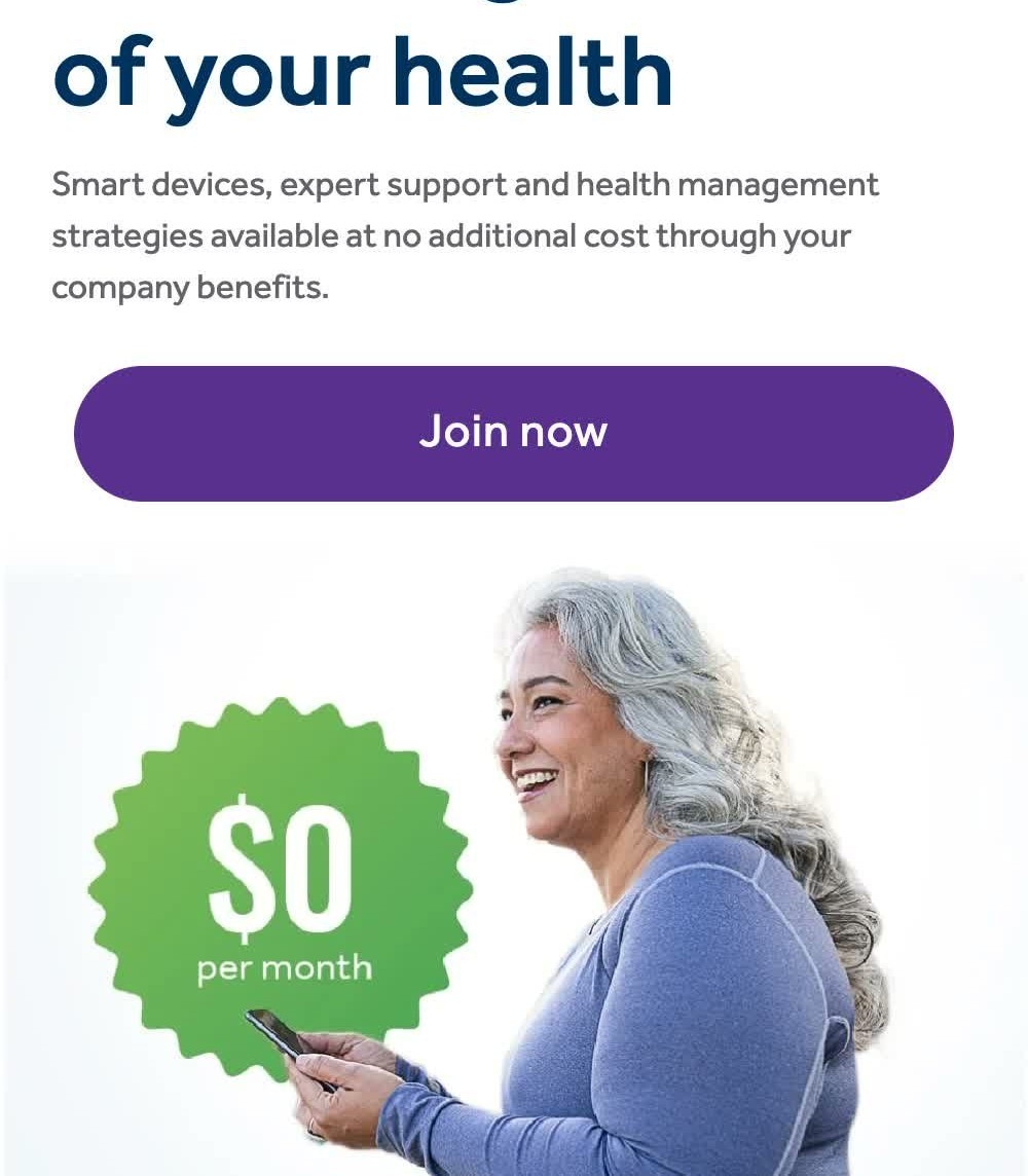 Livongo.com — after, mobile reflow of the hero and offer
