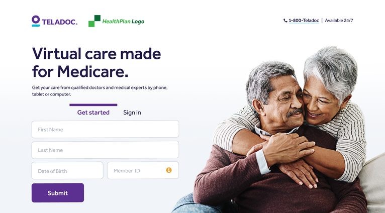 Medicare landing page, desktop — hero and enrollment form