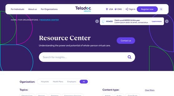 B2B Resource Center — AEM-powered blog and thought-leadership hub, above the fold